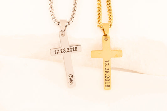 Personalized Cross Necklace: Stainless Steel Baptism Gift for Kids - Torianic Jewelry