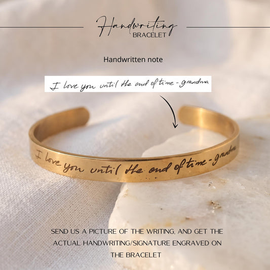 Personalized Handwritten Cuff Bracelet, Actual Handwriting, Custom Name,  Keepsake Jewelry, Christmas - Torianic Jewelry