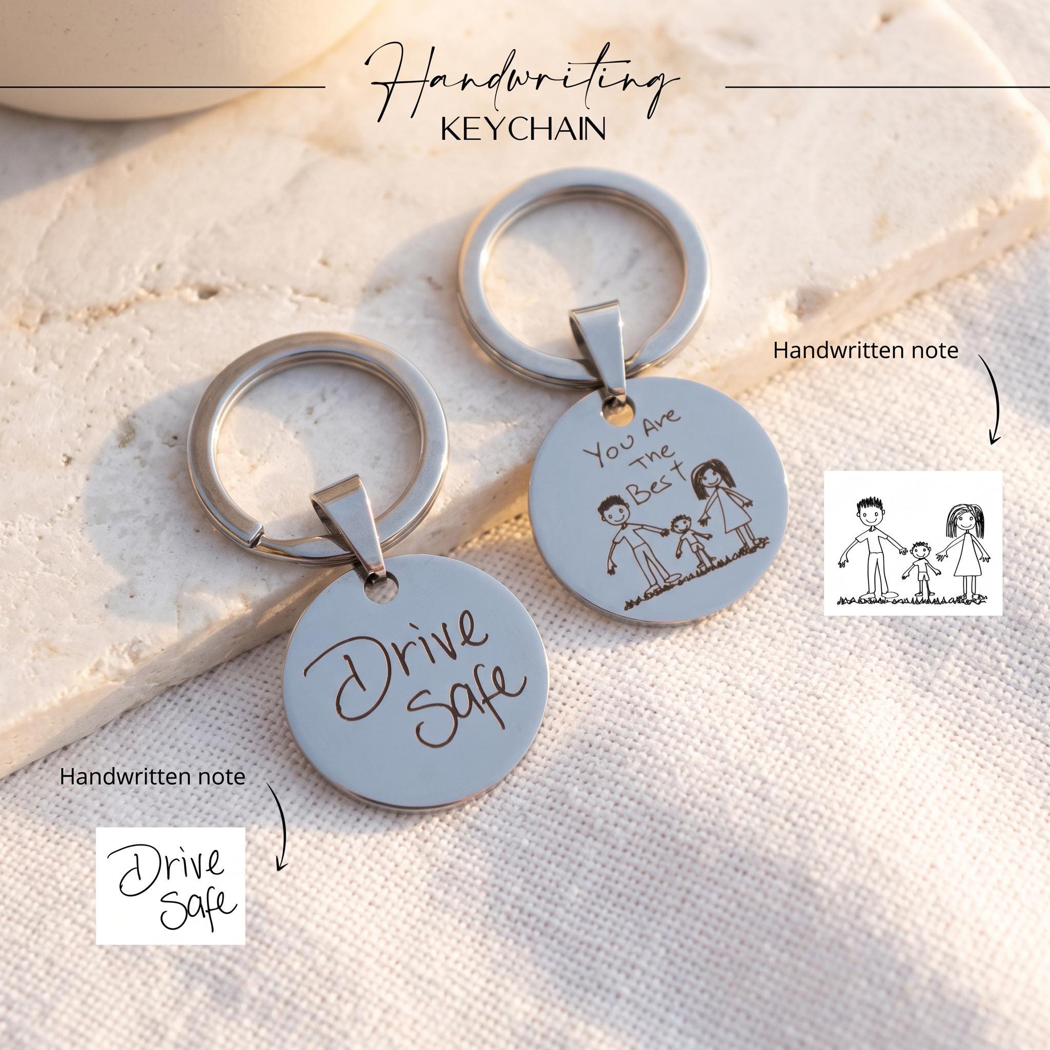 Handwriting Keychain: Personalized Keepsake Gift - Torianic Jewelry
