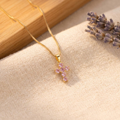 Birthstone Cross Necklace
