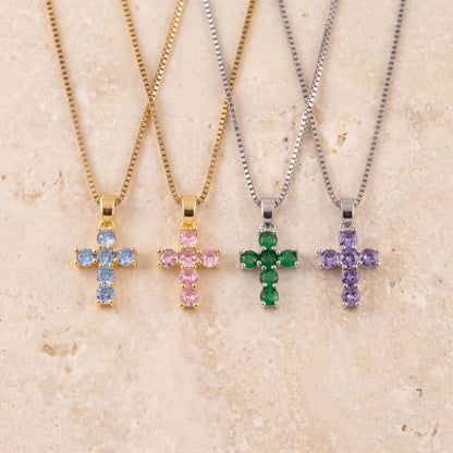 Birthstone Cross Necklace