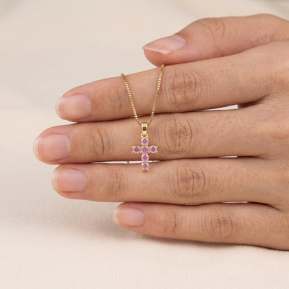 Birthstone Cross Necklace