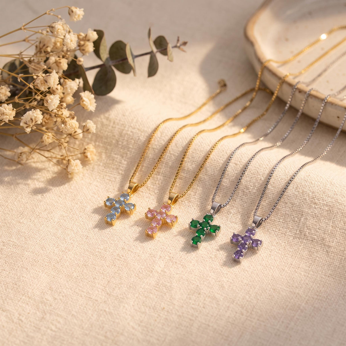 Birthstone Cross Necklace