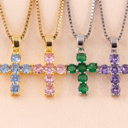 Birthstone Cross Necklace