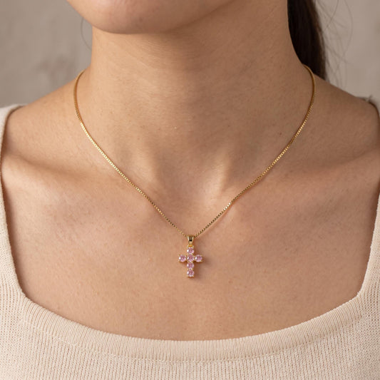Birthstone Cross Necklace