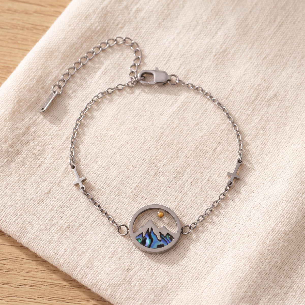 Mustard Seed Bracelet, Faith Can Move Mountains, Abalone Mountain Cross Bracelet