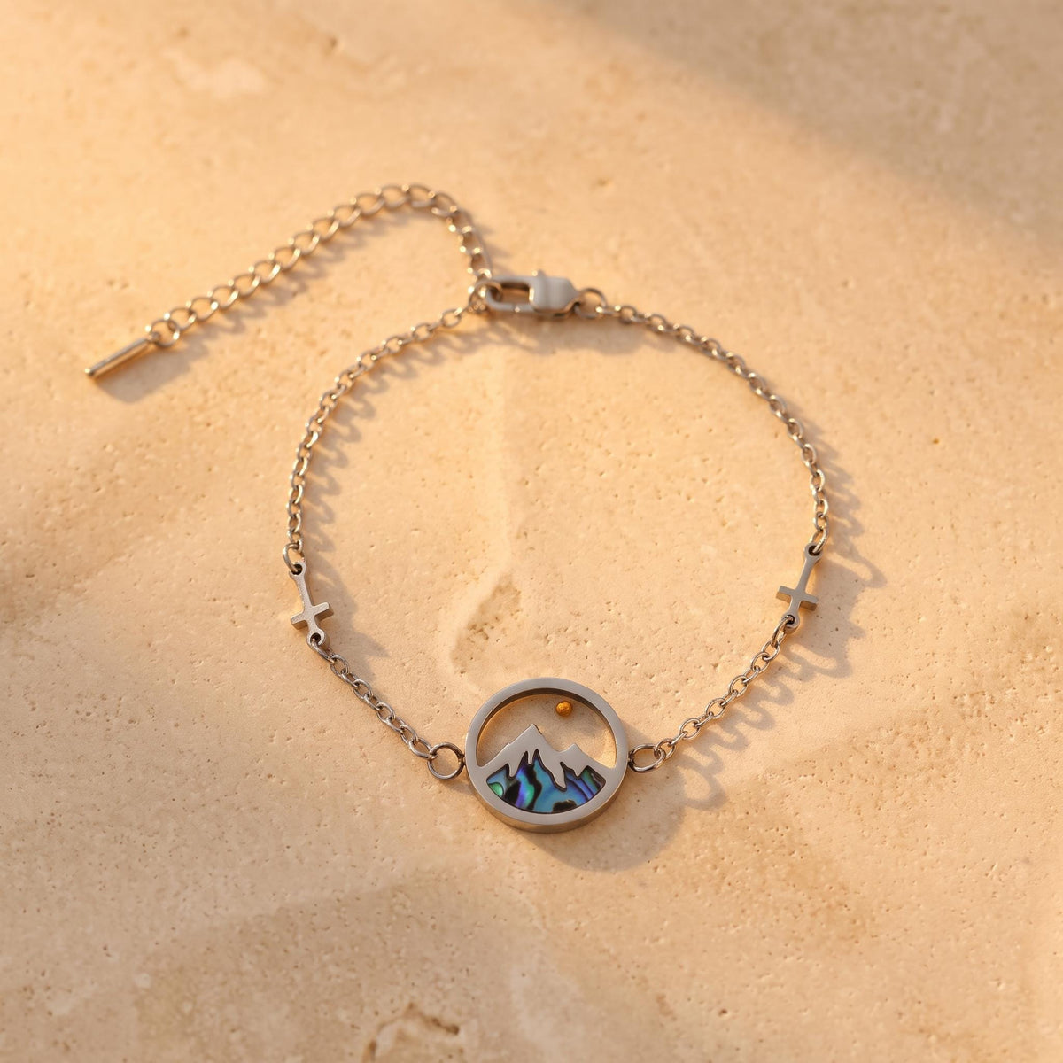 Mustard Seed Bracelet, Faith Can Move Mountains, Abalone Mountain Cross Bracelet