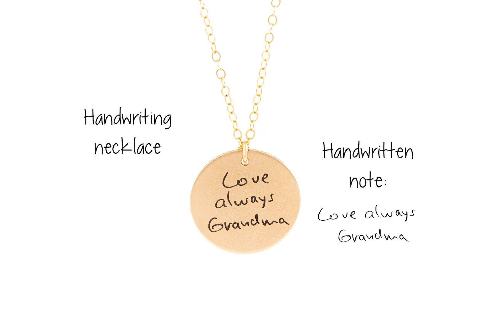 Handwriting Necklace, Personalized Necklace, Handwriting Jewelry, handwriting memorial necklace, handwriting gift, Signature - Torianic Jewelry