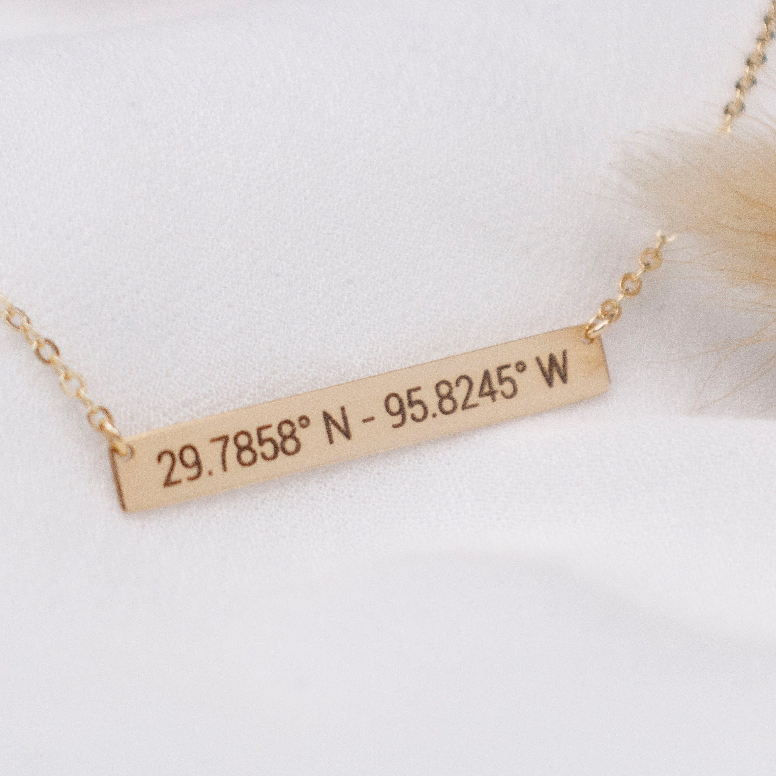 Custom Coordinates Necklace • Personalized Bar Necklace • Vertical Bar  Layered Necklace • Bridesmaids Gifts • Wedding Jewelry • NM21F30