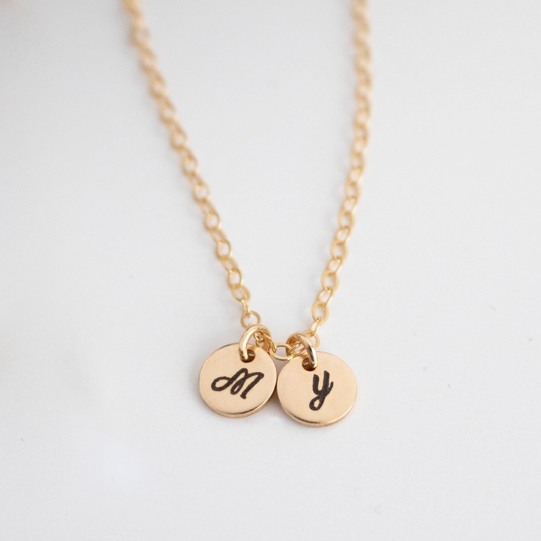 Tiny initial necklace letter - push present - Tiny Initial Tags - 14k gold filled letter - 14k gold letter
