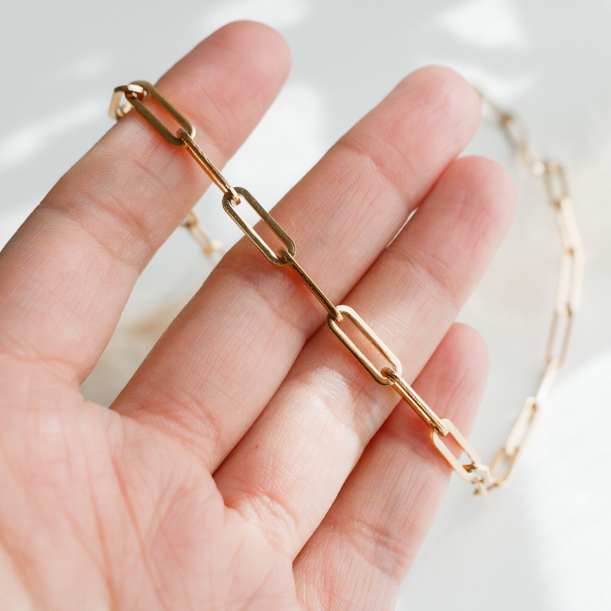 Paper Clip Necklace - Gold Link Chain Necklace