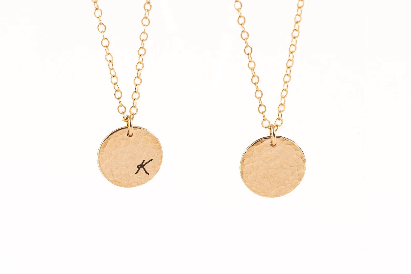 Hammered initial necklace Gold for mom - B initials k necklace - Personalized Initial Necklace Gold - Bridesmaid Present - Best friend Gift