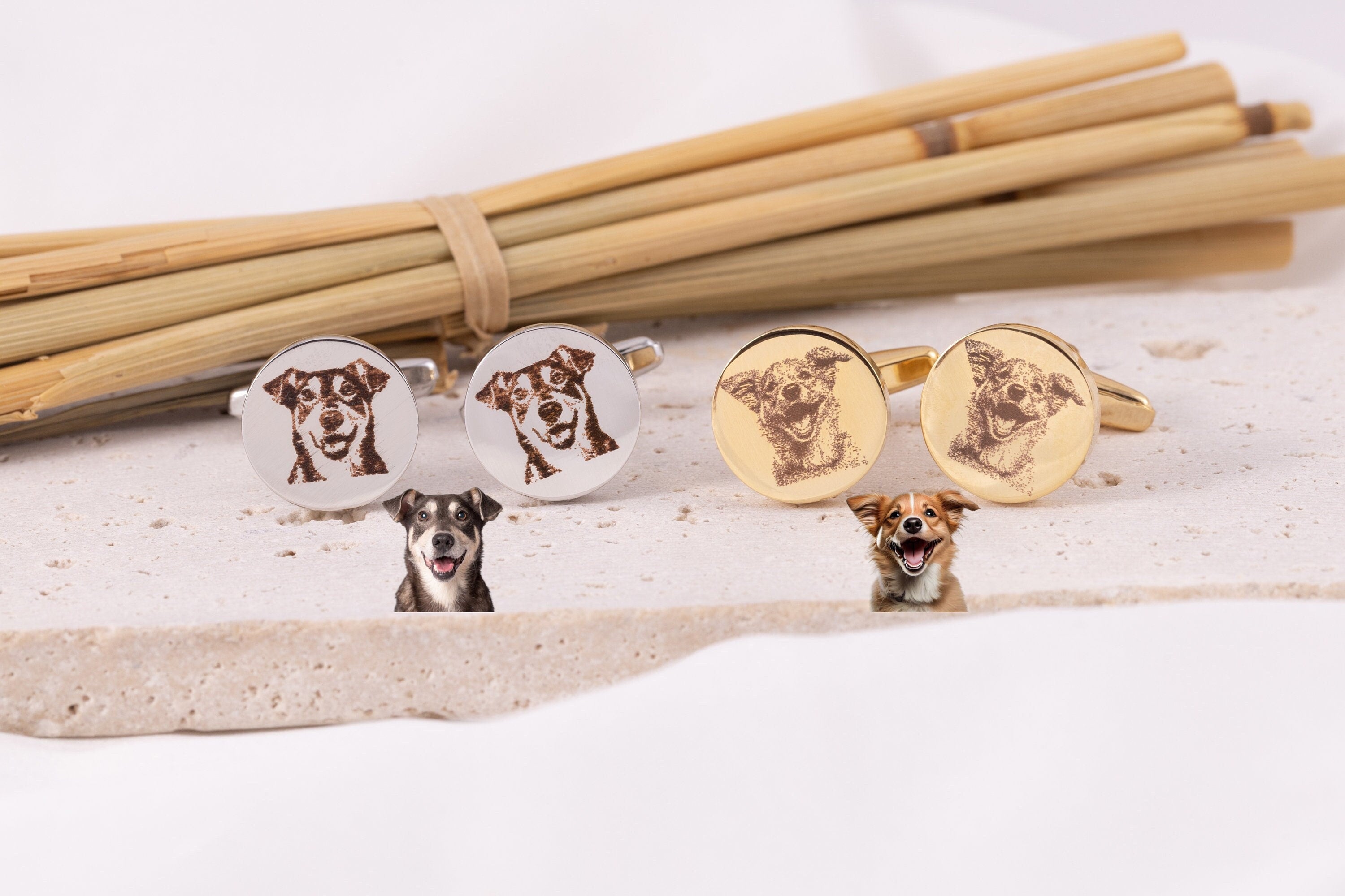 Pet Portrait Dog Cufflinks - Custom Memorial Gift