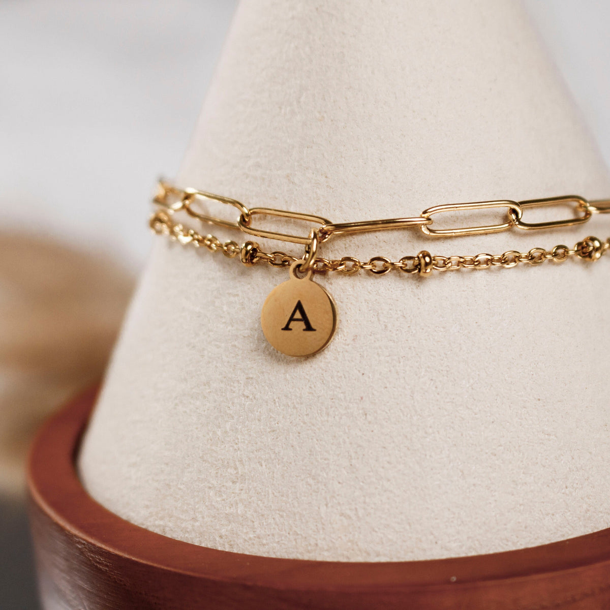 Layered Bracelet - bridesmaids letter - Paper clip Bracelet - Satellite Bracelet Set of 2 Initial Layer - hypoallergen - Torianic Jewelry