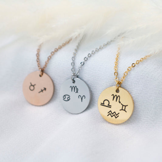 Personalized Mixed Zodiac Signs Necklace, Family Necklace, Horoscope Jewelry, Gift for mom, Birthday Present, gift for her - Torianic Jewelry