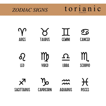 Personalized Mixed Zodiac Signs Necklace, Family Necklace, Horoscope Jewelry, Gift for mom, Birthday Present, gift for her - Torianic Jewelry