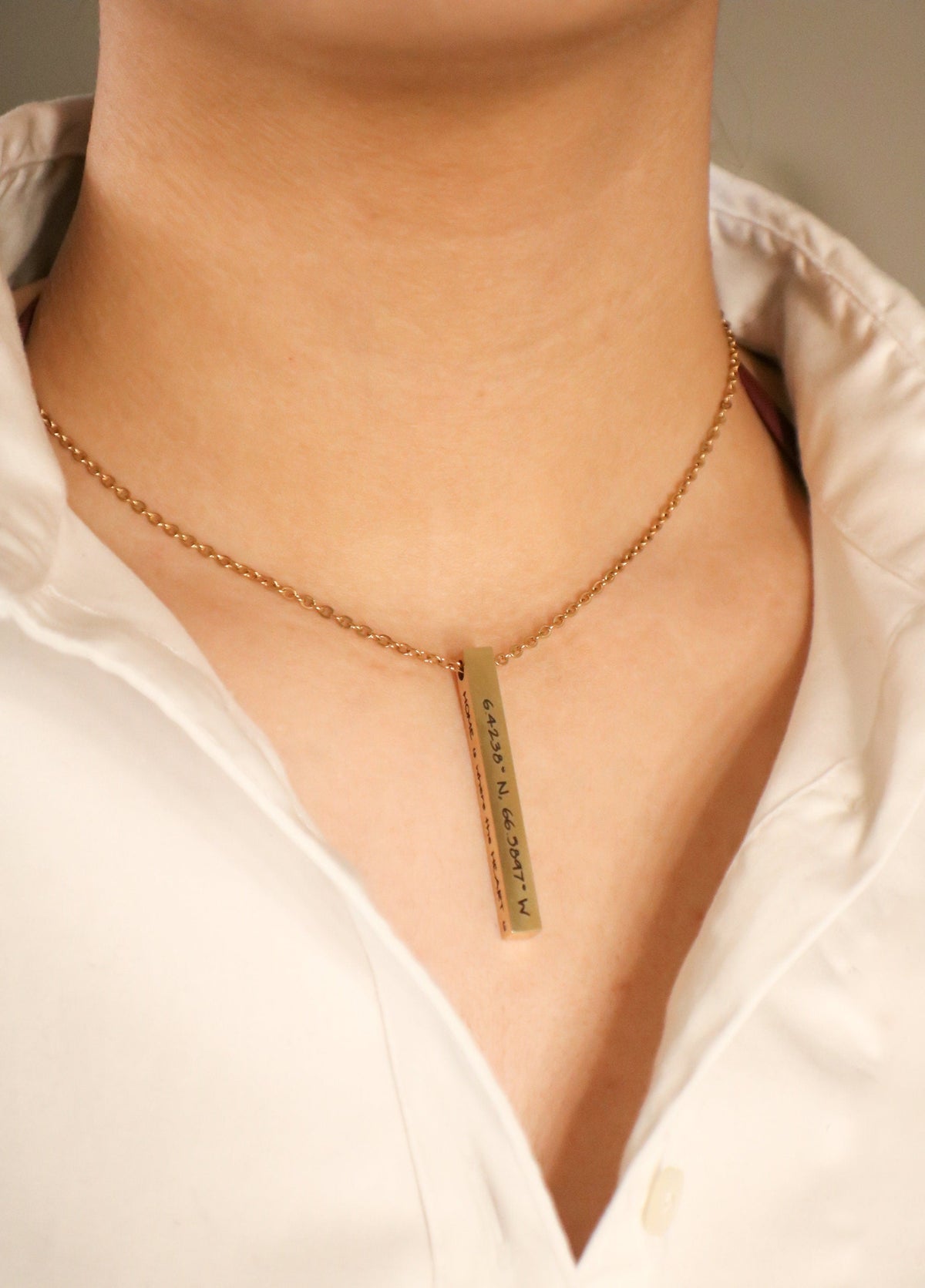 Silver Personalized Bar Necklace long vertical bar vertical bar pendant Mothers day present 4 sided bar necklace - Torianic Jewelry